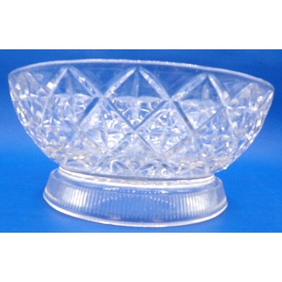 Serving Dish- Clear Pressed Glass- Diamond and Star Pattern - Picture 1 of 9